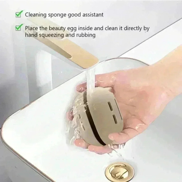 Makeup Sponge Holder Eco-Silicone Vented Blender Case Airy Hanging Gift Khaki - Picture 5 of 16